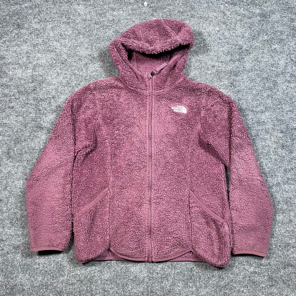 The North Face Girls Oso Hooded Fleece Jacket Purple Full Zip L 14/16‎ NF0A5AAY